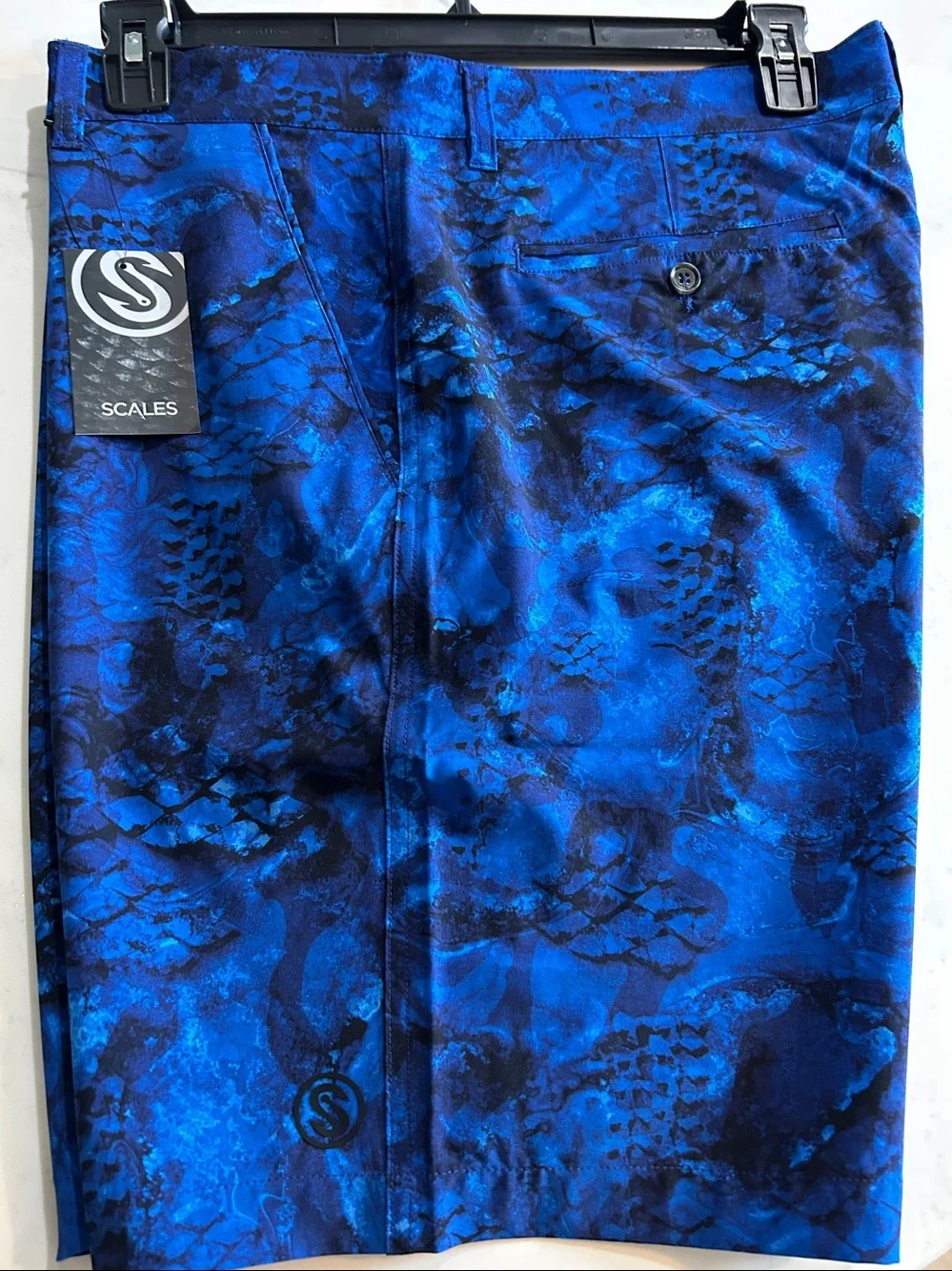 SCALES Men's Blue & Black Patterned Hybrid Shorts